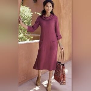 Cottagecore Soft Surroundings Everly Gauze Relaxed Berry Red Dress Sz  Medium